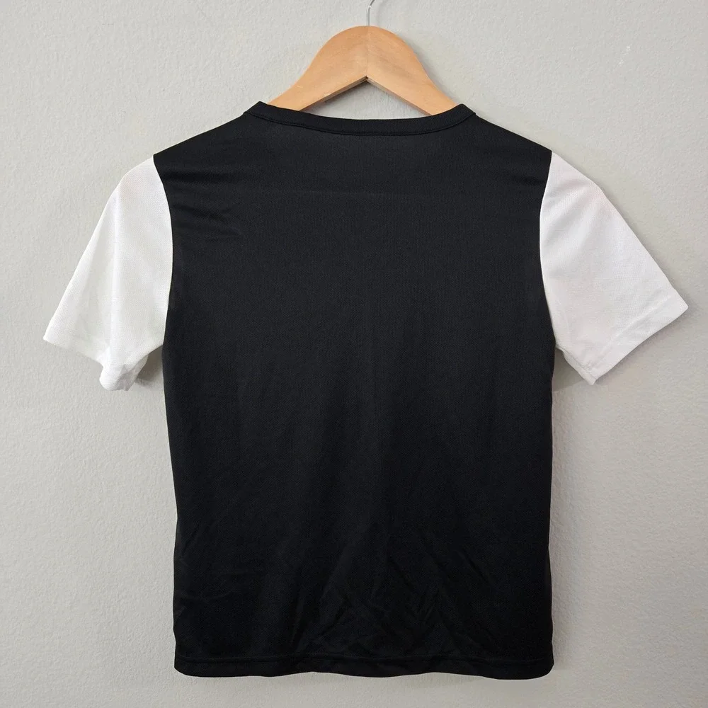 Adidas Shirt Kids Small 9-10Y Black White Aeroready Performance Soccer Tee Sport